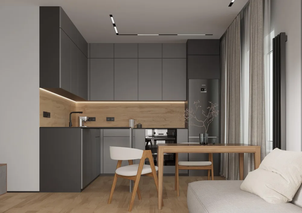 Кухня — визуализация из дизайн-проекта квартиры 64,8 м²
